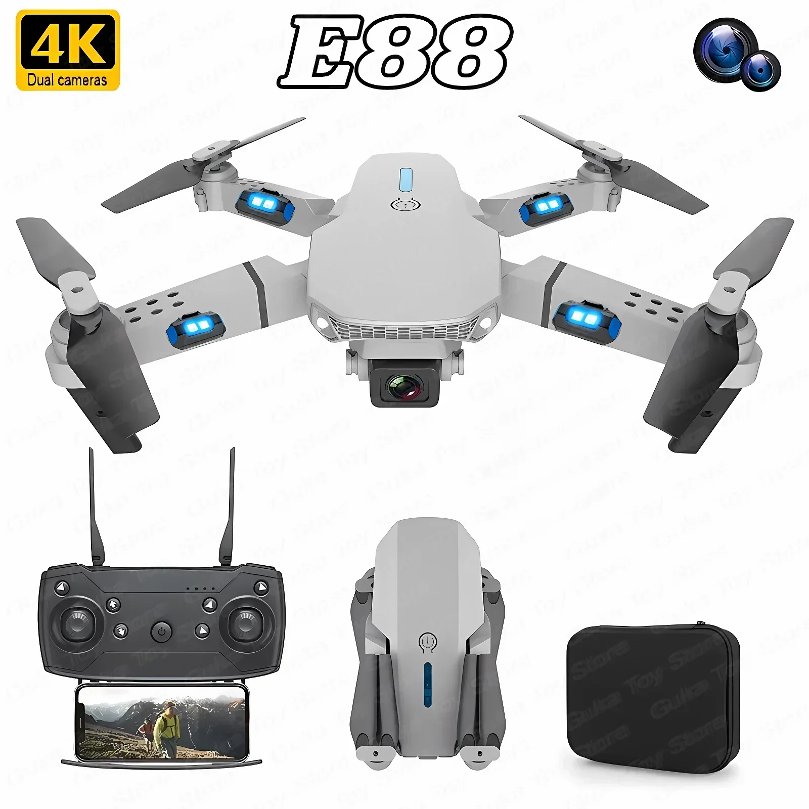 Rc Helicopter Case - E88 Pro WIFI FPV Drohne Weitwinkel